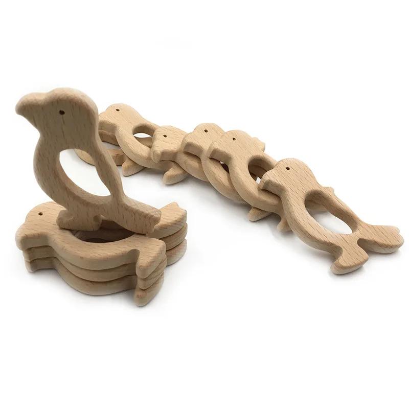 10 Pieces of Wooden Baby Teething Animal Cute Bird Safety Bite Wood Teething Baby Toy DIY Accessories